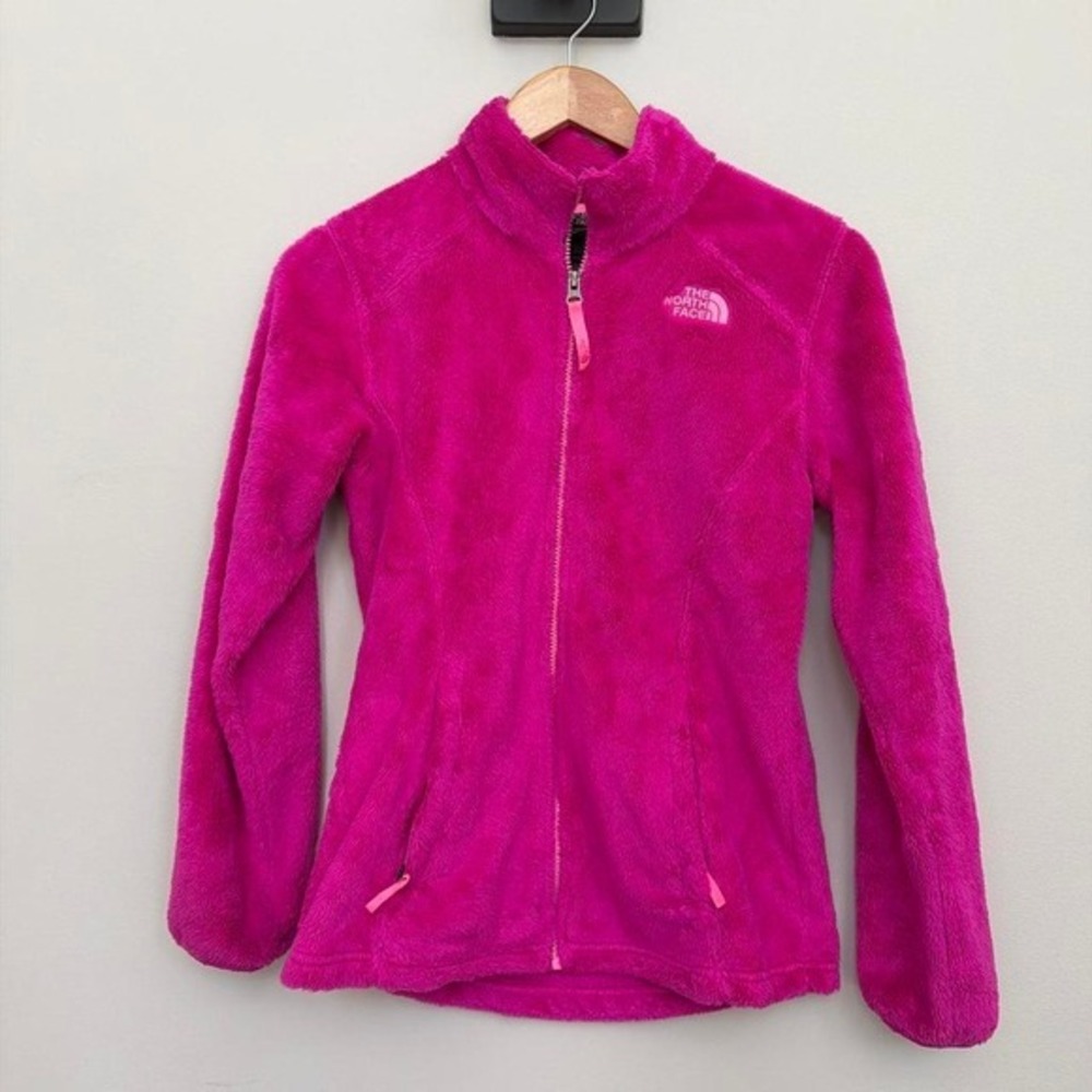 The North Face Osito Fuzzy Fleece Jacket Girls L Pink Soft Long Sleeve Full Zip